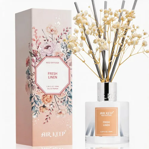 Vista 26 de Airkeep Juego de difusor de varillas – 3.38 onzas líquidas (3.4 fl oz), difusor de aroma de bambú para el hogar, incluye 8 varillas difusoras