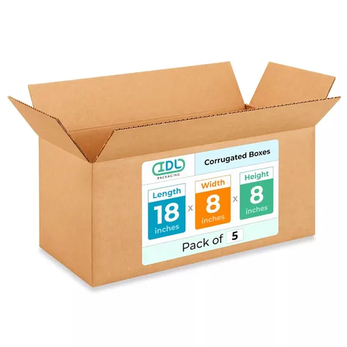 Vista 119 de IDL Packaging Paquete de 5 cajas de envío altas de 8 x 8 x 48 pulgadas, extra resistentes de 200 libras frente a caja regular, cajas de mudanza