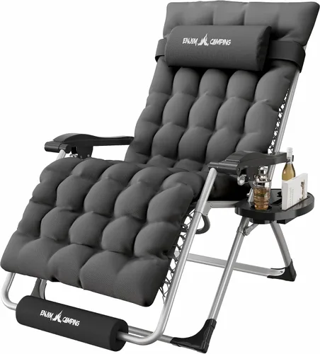 Vista 30 de Silla de gravedad cero de gran tamaño, plegable, reclinable, acolchada Rojo Extragrande