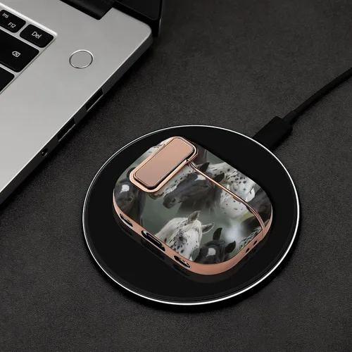 Vista 4 de Headphone Cases Cover Compatible with Airpods Pro 2 Case Horse Love, Full Protective Plastic Accessories with Lock