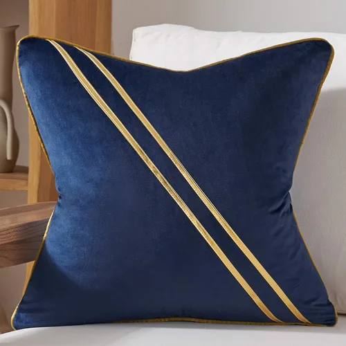 Avigers Funda de almohada de 18 x 18 pulgadas, azul, terciopelo, cremallera