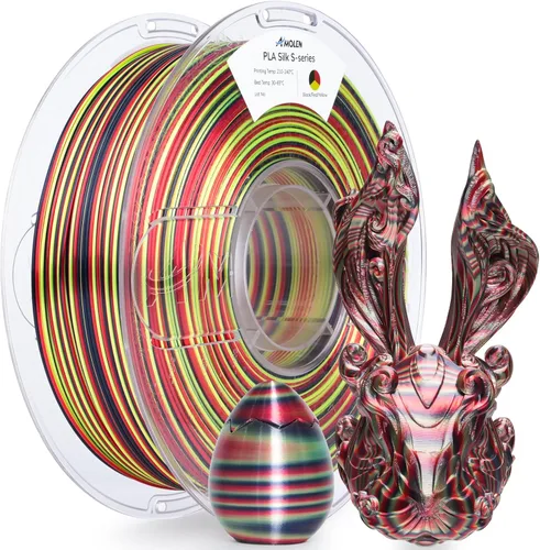 Vista 33 de AMOLEN Filamento PLA de Seda para Impresora 3D, Filamento PLA Kingfisher Rainbow Multicolor Brillante 1.75mm, Filamento de Impresión 3D PLA