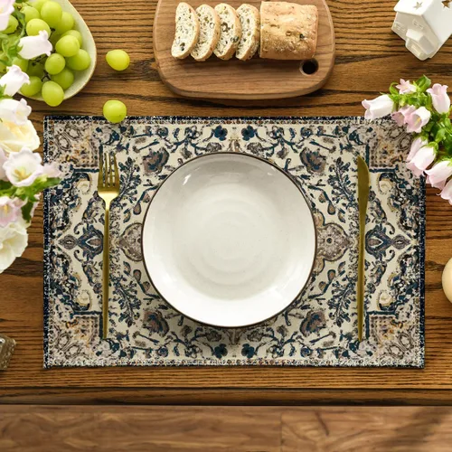 Vista 3 de Artoid Mode Juego de 4 manteles individuales estilo boho de plata, 30x46 cm rústicos de estilo granja para decoración mágica de mesa de otoño
