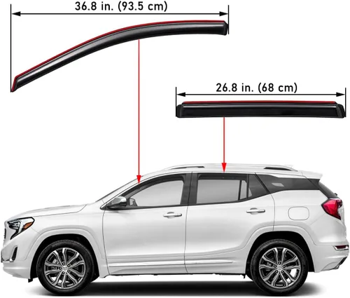 Vista 2 de Lightronic Visera de ventana de ventilación automática con clip extra duradera, compatible con GMC Terrain 2018-2024, protección UV, deflector