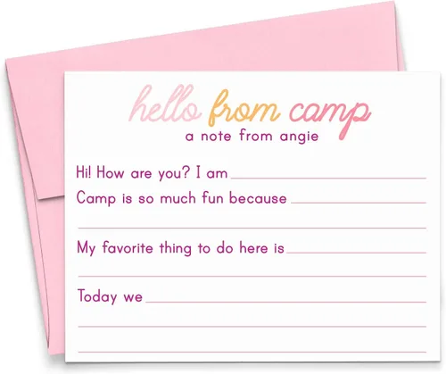 Vista 7 de Notas de campamento en blanco para niños, papelería de campamento para niño relleno de papelería con sobres, tarjetas de notas personalizadas
