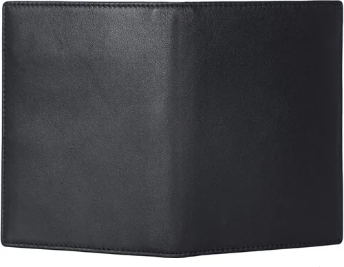 Vista 9 de Polare - Soporte para pasaporte de cuero de grano completo con bloqueo RFID, billetera plegable para viajes, 2 pasaportes, Negro -, Slim