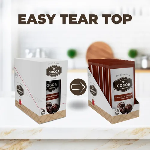 Vista 5 de Cocoa Classics Chocolate Supreme Mezcla de Cacao, Chocolate Caliente, Hecho con Leche Descremada, Solo Añade Agua Caliente, Haz Cacao Caliente