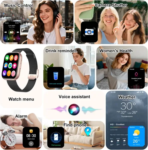 Vista 6 de Relojes inteligentes para mujeres y hombres, reloj inteligente con pantalla HD de 1.75 pulgadas, contestar/hacer llamadas para Android iOS