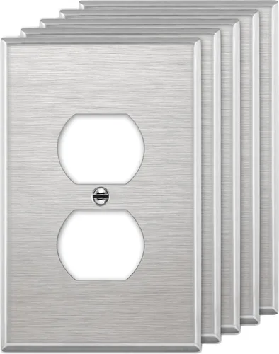 Vista 31 de LIDER Placa de pared de metal para receptáculo dúplex, cubierta de salida de acero inoxidable, resistente a la corrosión, tamaño mediano de 1