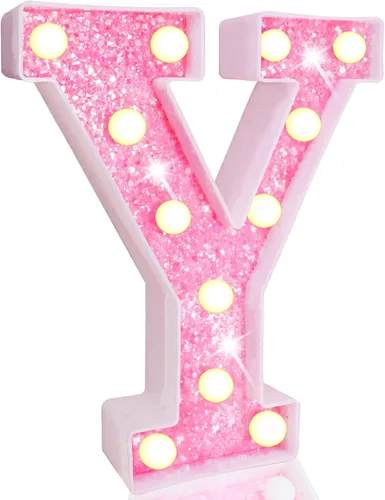 Vista 56 de Pooqla Luces de números de marquesina, números de luz rosa para niñas de 10.º cumpleaños, funciona con pilas, luz nocturna de número con purpurina