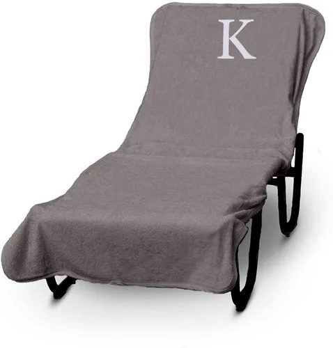Vista 291 de Funda de lujo para tumbona de piscina con monograma de Hotel y Spa, bordado con letras en bloque - Extra absorbente 100% algodón turco - Rizo suave