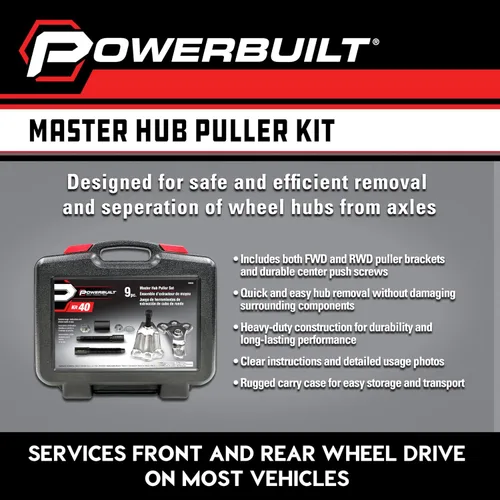 Vista 7 de Powerbuilt Master Hub Puller - Juego de herramientas extractoras de cubos, remover e instalar cubos y ejes de rueda de automóvil, Ford y Mercury