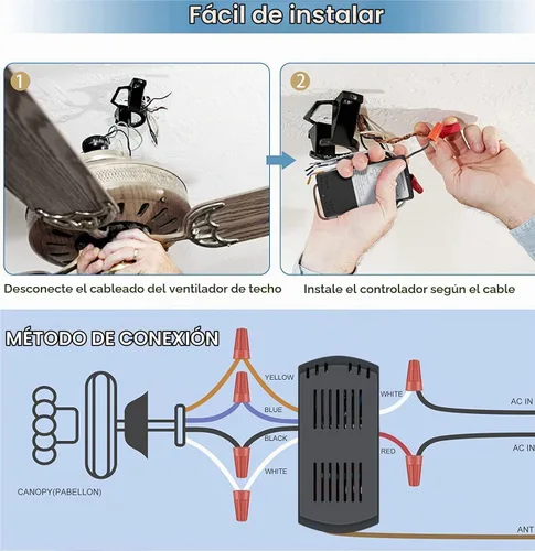 Vista 7 de Kit de control remoto de ventilador de techo universal WiFi inteligente