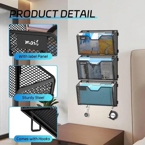 Vista 5 de SUPEASY Paquete de 6 soportes para archivos de pared y organizador