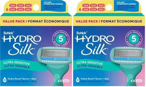 Vista 11 de Schick Hydro Silk Sensitive - Recambios de cuchillas de afeitar para mujer, 4 unidades, maquinillas de afeitar de 5 cuchillas para piel sensible