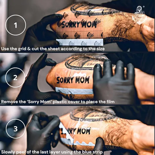 Vista 5 de Sorry Mom Vendaje de cuidado posterior para tatuajes, cubierta de tatuaje de segunda piel, vendaje transparente impermeable, envoltura adhesiva