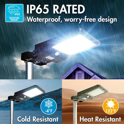 Vista 8 de Wagan EL8588 - Lámpara de calle solar integrada LED de 1000 lúmenes, sensor de movimiento, impermeable, resistente a la intemperie, del atardecer al