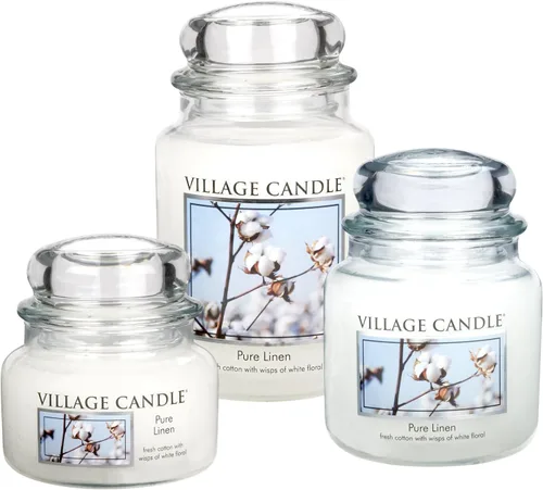 Vista 2 de Village Candle Pure Linen - Vela perfumada en tarro de vidrio de 16 onzas, tamaño mediano