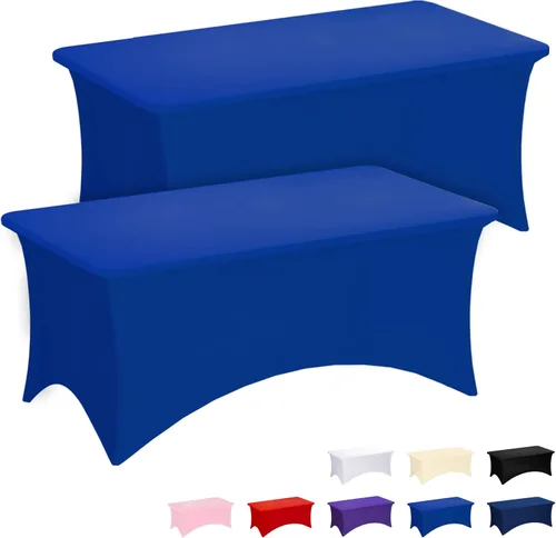 Vista 13 de Fixwal Mantel color rosa bebé, paquete de 2 manteles rectangulares de 6 pies para mesa rectangular, de elastano, lavables, elásticos para fiestas