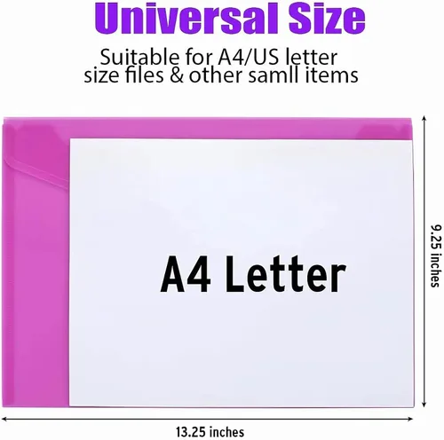 Vista 5 de Sooez Paquete de 6 sobres de plástico, carpetas de archivos de plástico para documentos, carpeta escolar transparente, carpetas de archivos