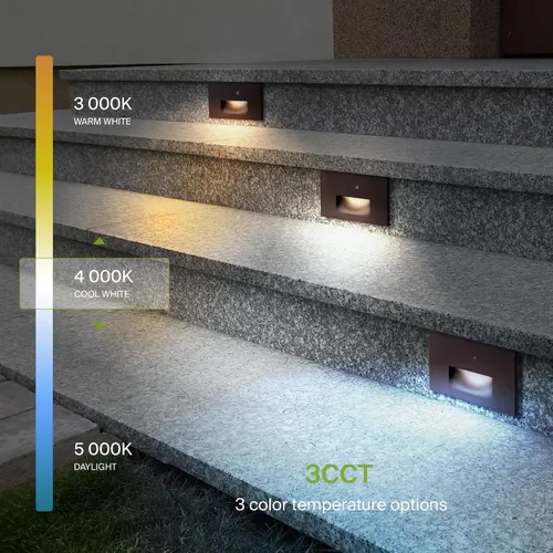 Vista 5 de ASD Lámpara LED Empotrada para Escalones, Iluminación de Peldaños para Escaleras de Exterior e Interior 3CCT, Regulable, Impermeable, Listado ETL