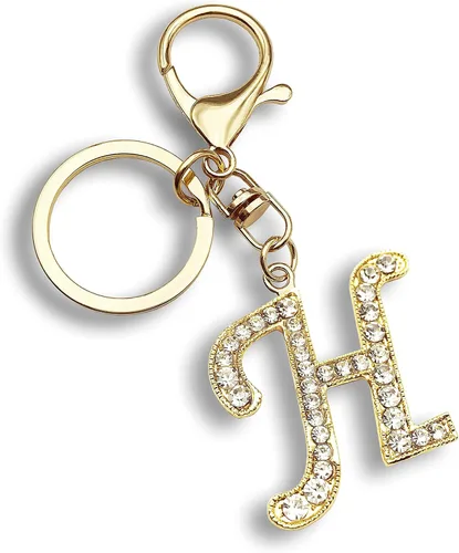 OUMILAN Llaveros de letras para mujer, dijes de monedero para bolsos, colgante de alfabeto con inicial de cristal con llaveros