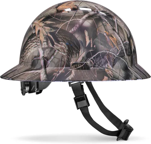 Vista 10 de ACERPAL - Casco de construcción OSHA de ala completa con diseño camuflaje ventilado de acabado mate, suspensión de 6 puntos