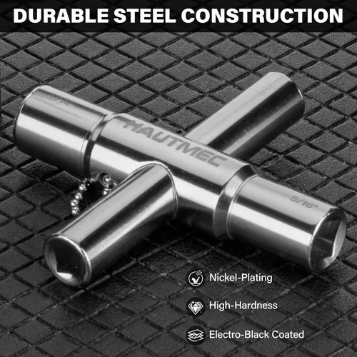 Vista 3 de HAUTMEC - Llave de agua sillcock de 4 vías, 1/4", 9/32", 5/16", 11/32" Llave multifunción de acero para llaves de paso, grifos, válvulas y espigas