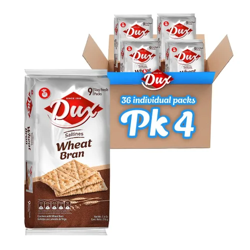 Dux, Galletas de salvado de trigo, ricas en fibra y avena, disfruta en cualquier momento, 7.62 onzas, 1 caja contiene 4 bolsas, cada una con 9