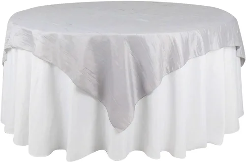 Vista 14 de Efavormart - Mantel cuadrado de tafetán arrugado de acordeón beige de 72 x 72 pulgadas