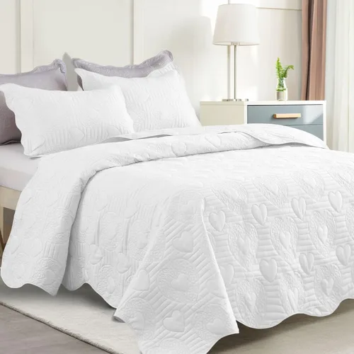 Vista 16 de Auemtyn Juego de edredón de tamaño Full/Queen de 3 piezas, colcha de verano suave y ligera, cobertor de cama de microfibra reversible para todas