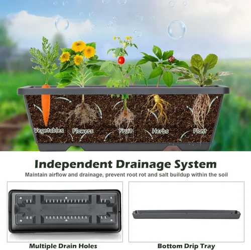 Vista 6 de COSTWAY Cama de jardín vertical elevada, caja de 5 niveles con agujeros de drenaje para verduras, hierba, flores, maceta de jardín independiente