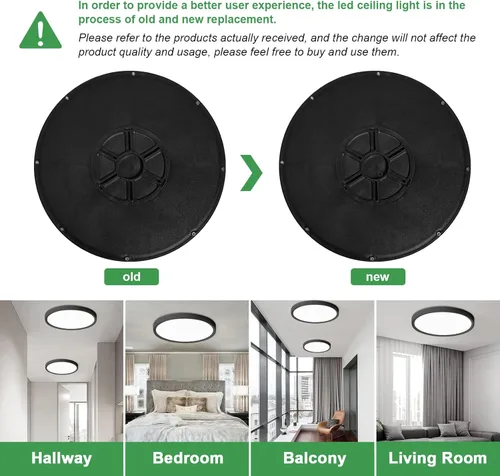 Vista 6 de 4PK Lámpara LED de techo empotrada de 12 pulgadas, 24W, 2520LM, 3000K/4000K/6000K CCT seleccionable, luz de panel plano redonda de perfil bajo