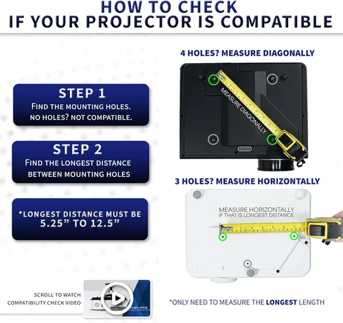 Vista 4 de VIVO Soporte universal para proyector de techo ajustable para proyectores regulares y mini, montaje de proyección con brazos extensibles, negro
