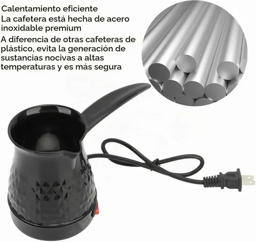Vista 2 de Ejoyous Ejoyous0aeqg3zn5u - Cafetera eléctrica de acero inoxidable de 20.3 fl oz con mango extraíble para el hogar y los viajes, hervidores
