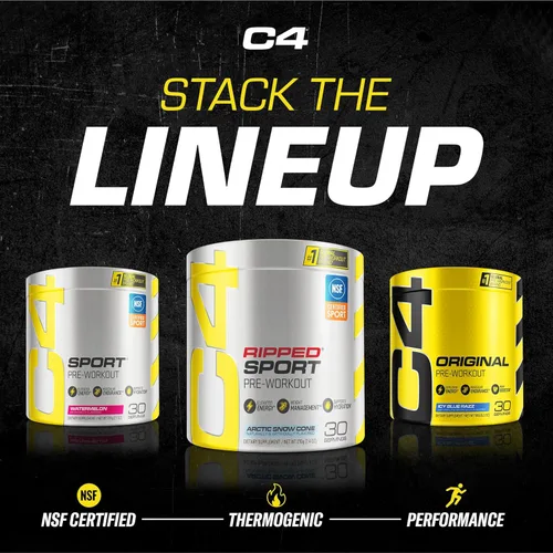 Vista 7 de Cellucor C4 Ripped Sport Pre Workout Powder Arctic Snow Cone - Certificado NSF para deporte + Suplemento energético previo al entrenamiento sin