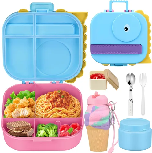 Vista 14 de Aimsnk Juego de Loncheras para Niños - Frasco de Alimentos Aislado de 12 oz, Bolsa Térmica, Envases de Comida para Almuerzo a Prueba de Fugas
