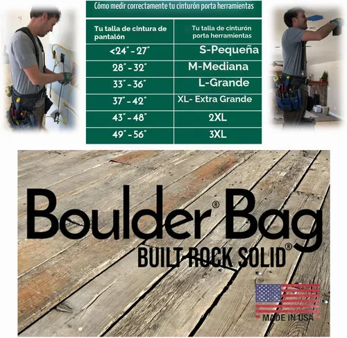 Vista 5 de BOULDER BAG - Cinturón profesional para electricistas MAX Combo con soporte trasero cómodo, hebilla de cinturón de cuero, cinturón de trabajo Negro