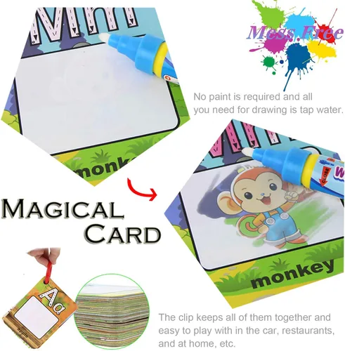 Vista 4 de Pizarra mágica coolplay, para dibujar, pintar, escribir, con tarjetas y bolígrafo, tarjetas para salpicar, 26 alfabeto.