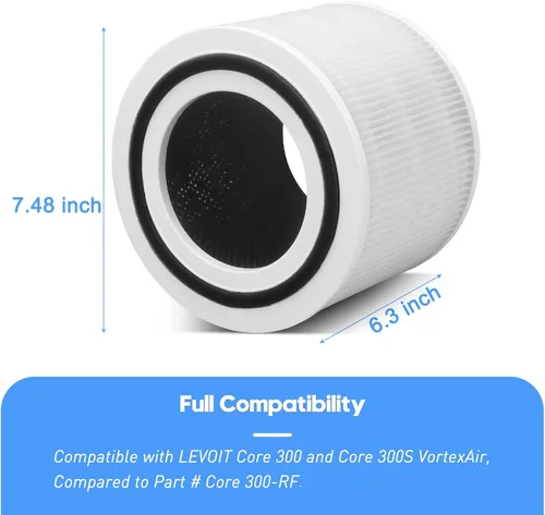 Vista 8 de Filtro de repuesto Core 300 para LEVOIT Core 300, Core 300-P, purificador de aire Core 300S Vortex, repuesto de filtro HEPA verdadero 3 en 1
