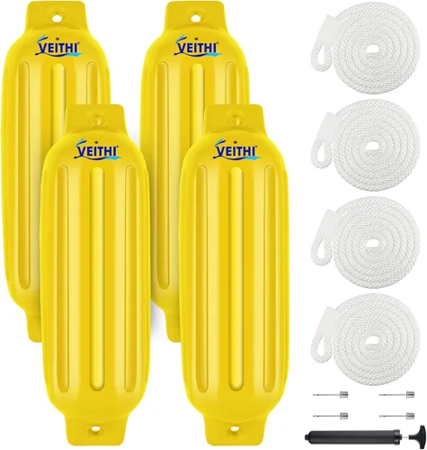 Vista 50 de Juego de 4 guardabarros para barco de 4.5/5.5/6.5/8.5/10/16 pulgadas, parachoques de vinilo con ojos gemelos acanalados, parachoques para barco