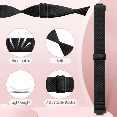 Vista 2 de Enkic Correa elástica para reloj, compatible con Fitbit Inspire 3/2/HR/Ace 2/3, correas de repuesto de nailon suave para mujeres y hombres