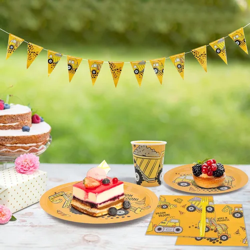 Vista 5 de DYLIVeS 132 piezas de suministros para fiesta de cumpleaños de helado, juego de vajilla desechable para decoración de mesa de fiesta para niña