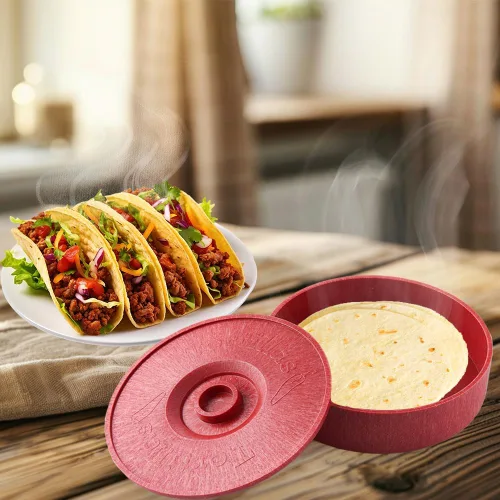Vista 5 de Calentador de tortillas, servidor de tortillas, panqueques, una combinación grande y una pequeña, contenedor de alimentos, perfecto para mantener