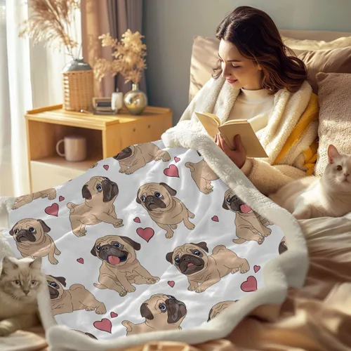 Vista 3 de Sleepwish Manta reversible de forro polar sherpa suave para bebé amante de los pug (30 x 40 pulgadas)