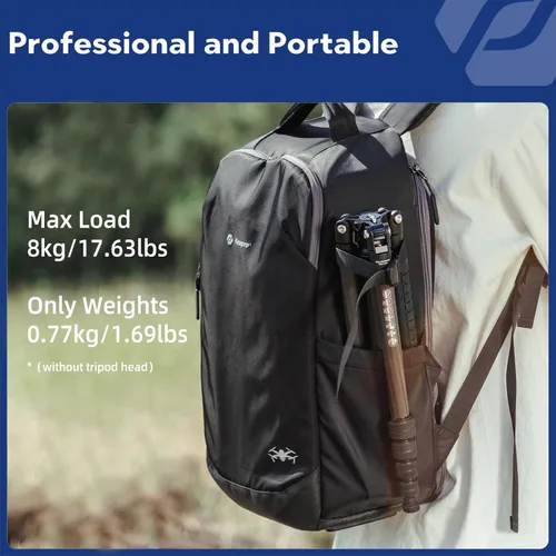 Vista 2 de Fotopro Trípode de viaje de fibra de carbono de 59”, Trípode de monopié 2 en 1 ligero, Trípode compacto profesional para cámara DSLR, Carga de hasta
