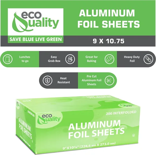 Vista 2 de [400 unidades] Hojas de aluminio plateado precortadas de alta calidad, 9 x 10.75 pulgadas, para restaurantes, almuerzo, comida para llevar, bolsa