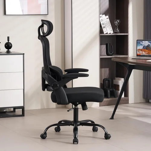 Vista 5 de Silla de oficina ergonómica, silla de escritorio para computadora con malla de respaldo alto y soporte lumbar ajustable, sillas giratorias