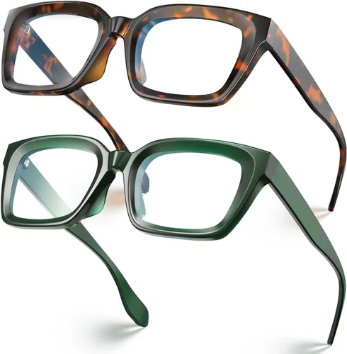 Vista 18 de Square Blue Light Glasses for woman Chunky Oversized negro (Black&Clear)