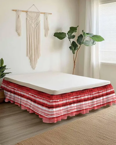 Vista 8 de Falda de cama bohemia tamaño King de 18 pulgadas de caída, ajustable y elástica, plisada, con volantes de lujo para cama individual, matrimonial